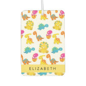 かわいい恐竜、恐竜のパターン、あなたの名前 カーエアーフレッシュナー (正面)