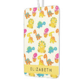 かわいい恐竜、恐竜のパターン、あなたの名前 カーエアーフレッシュナー (左)