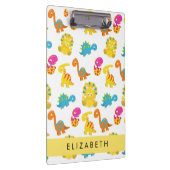 かわいい恐竜、恐竜のパターン、あなたの名前 クリップボード (右)