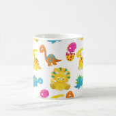 かわいい恐竜、恐竜のパターン、あなたの名前 コーヒーマグカップ (中央)