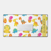 かわいい恐竜、恐竜のパターン、あなたの名前 デスクマット (キーボード&マウス)