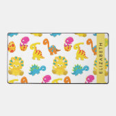 かわいい恐竜、恐竜のパターン、あなたの名前 デスクマット (正面)