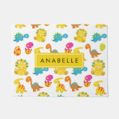 かわいい恐竜、恐竜のパターン、あなたの名前 ドアマット (正面)