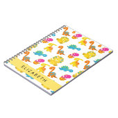 かわいい恐竜、恐竜のパターン、あなたの名前 ノートブック (左側)