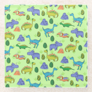 かわいい恐竜、漫画のスタイル。 ガラスコースター