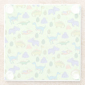 かわいい恐竜、漫画のスタイル。 ガラスコースター (裏面)