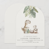 かわいい恐竜 誕生日パーティー（どんな年齢でも） 招待状 (正面/裏面)