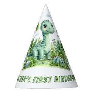 かわいい恐竜 赤ちゃんの1歳の誕生日パーティー パーティーハット