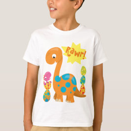 かわいい恐竜 Rawr! バランスをとるカラフルな卵 Tシャツ