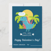 かわいい恐竜Tレックスキッズクラスルームバレンタインデー シーズンカード (正面)