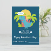 かわいい恐竜Tレックスキッズクラスルームバレンタインデー シーズンカード (スタンド正面)