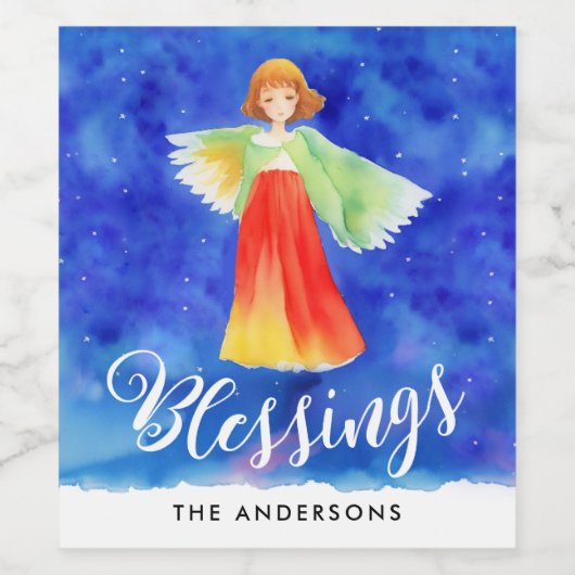 かわいい恵みブルースカイガーディアンガーアンジェルウォーター色 ワインラベル (シングルラベル)