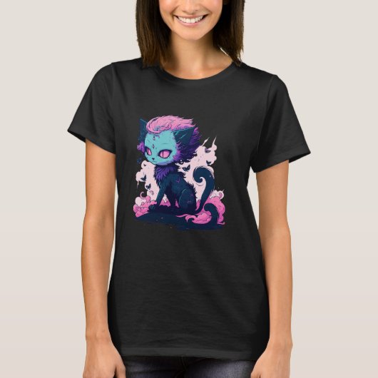 かわいい悪魔の猫娘 Tシャツ (正面)