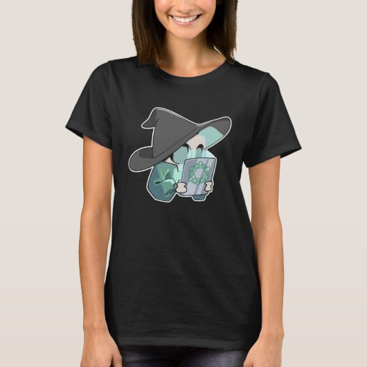 かわいい悪魔的なタブレットの魔女の怖い人 Tシャツ (正面)