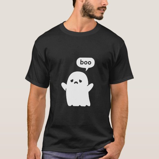 かわいい悲しいお化けのブー 不機嫌なユーモア Tシャツ (正面)