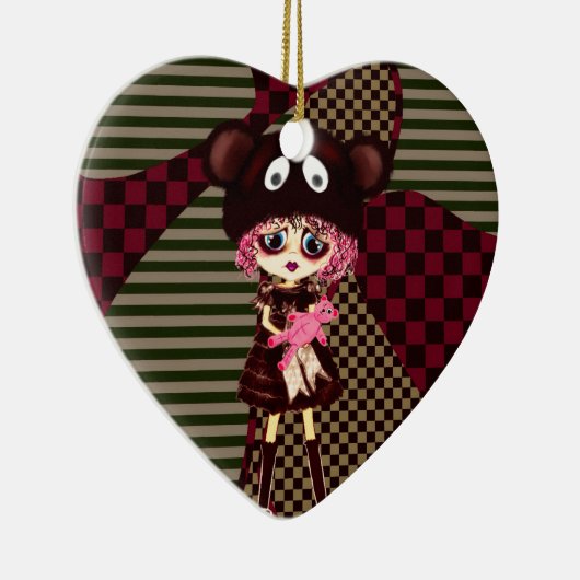 かわいい悲しいかわいいガールピンキーP by LeahG セラミックオーナメント (右)