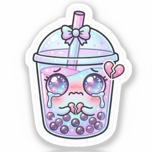 かわいい悲しいタピオカミルクティー シール (正面)