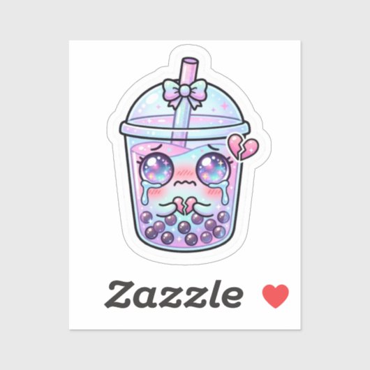 かわいい悲しいタピオカミルクティー シール (シート)