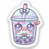 かわいい悲しいタピオカミルクティー シール (正面)