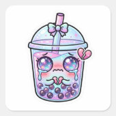かわいい悲しいタピオカミルクティー スクエアシール (正面)