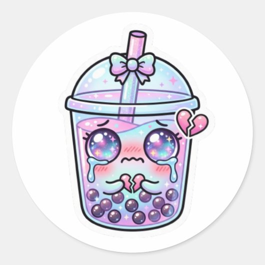 かわいい悲しいタピオカミルクティー ラウンドシール (正面)