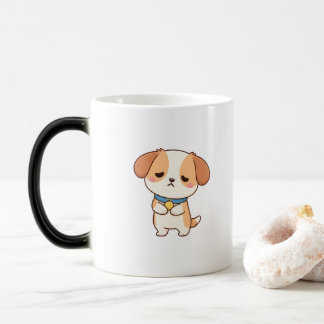 かわいい悲しい子犬のミニマルなカートゥーン・デザイン モーフィングマグカップ