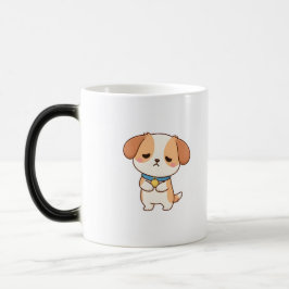かわいい悲しい子犬のミニマルなカートゥーン・デザイン モーフィングマグカップ