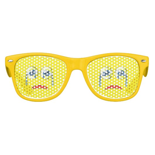 かわいい悲しい泣き叫び絵文字イエロー キッズサングラス (正面)