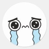 かわいい悲しい泣き叫び顔絵文字 ラウンドシール (正面)