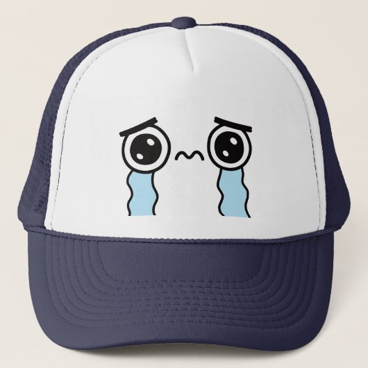 かわいい悲しい泣き顔絵文字 キャップ (正面)