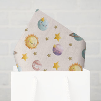 かわいい惑星と星のラッピングペーパー 薄葉紙