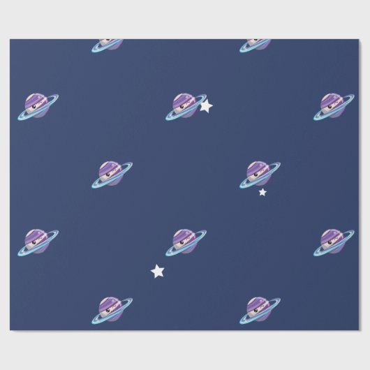 かわいい惑星の土星の宇宙の銀河系の子供の誕生日 ラッピングペーパー (フラット)