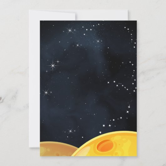かわいい惑星エイリアンスター宇宙銀河系1st誕生日 招待状 (裏面)