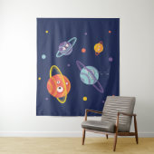 かわいい惑星カートゥーン宇宙アートキッズ タペストリー (インサイチュ)