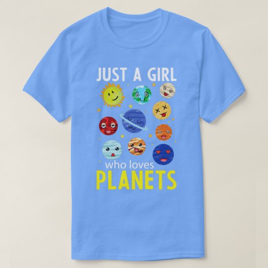 かわいい惑星ガールズ宇宙太陽のシステム天文学 Tシャツ (デザイン正面)