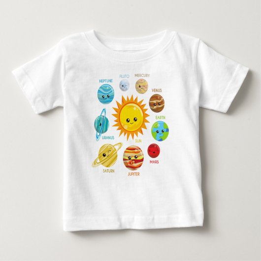 かわいい惑星太陽の，システム，宇宙，コスモス，銀河系 ベビーTシャツ (正面)
