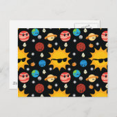 かわいい惑星宇宙パターン ポストカード (正面/裏面)