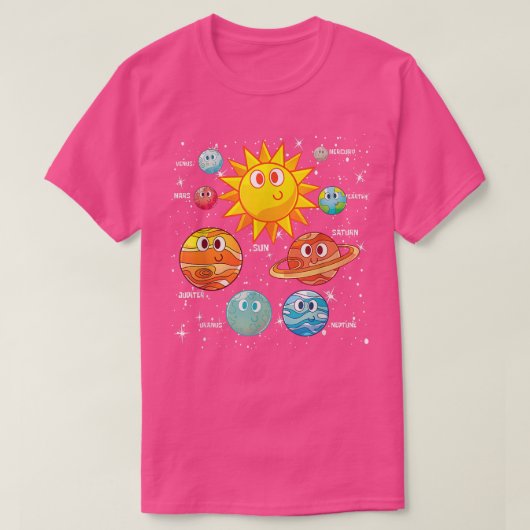 かわいい惑星宇宙旅行科学天文学 Tシャツ (デザイン正面)