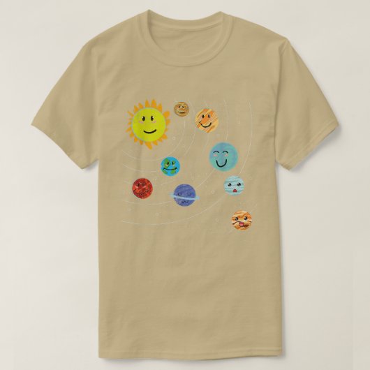 かわいい惑星宇宙科学キッズ宇宙天文学 Tシャツ (デザイン正面)