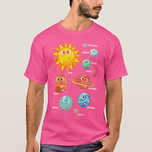 かわいい惑星銀河系宇宙科学天文学者 Tシャツ (正面)