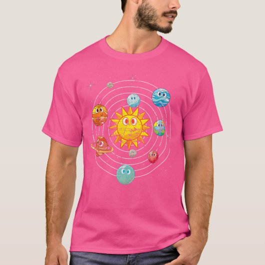 かわいい惑星 天文学者 宇宙 科学者 太陽 Tシャツ (正面)