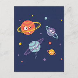 かわいい惑星Cartoon宇宙キッズ ポストカード