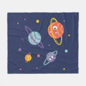 かわいい惑星Cartoon宇宙科学キッズ フリースブランケット (正面(横))