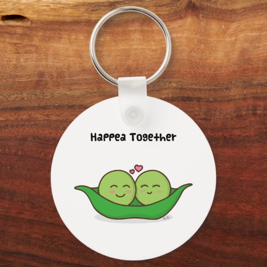 かわいい愛するエンドウのカップル キーホルダー (正面)
