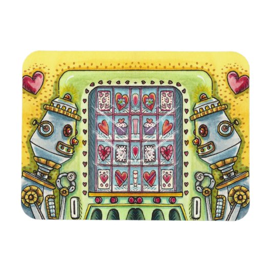 かわいい愛のハート販売機を探すロボット マグネット (横)