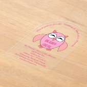 かわいい愛のメッセージフクロウのカスタムウェディング アクリル招待状 (レイダウン)