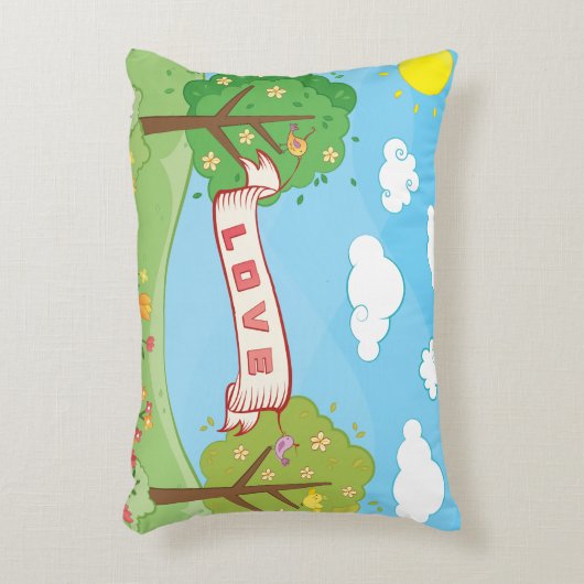 かわいい愛の優しさ木の花鳥小鳥の名前 アクセントクッション (正面(垂直))