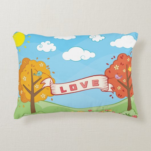 かわいい愛の優しさ木の花鳥小鳥の名前 アクセントクッション (正面)