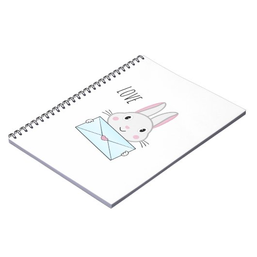 かわいい愛の手紙を持ったウサギ ノートブック (左側)