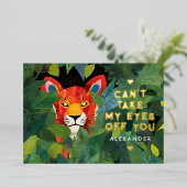 かわいい愛の言葉 カラフルなジャングル ワイルドタイガー ペイント 箔シーズンカード (立ち正面)